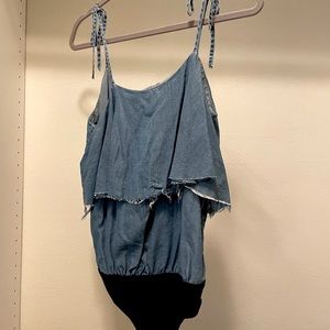 Zara denim body suit Small